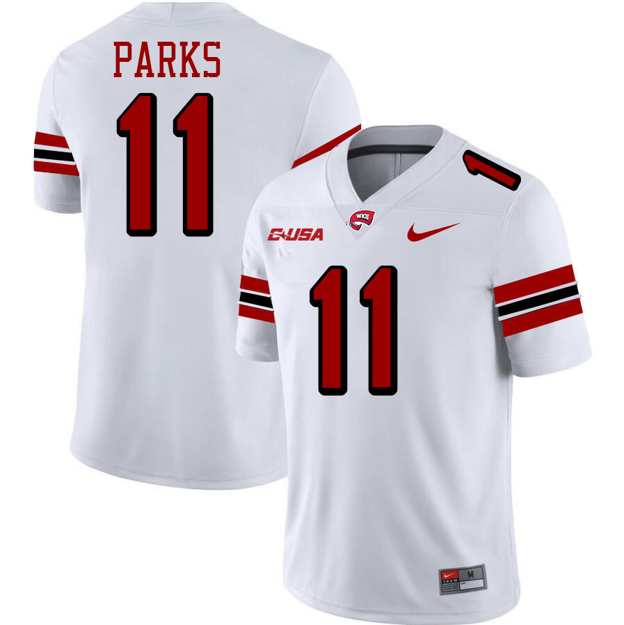 Western Kentucky Hilltoppers #11 Tucker Parks College Football Jerseys Stitched-White